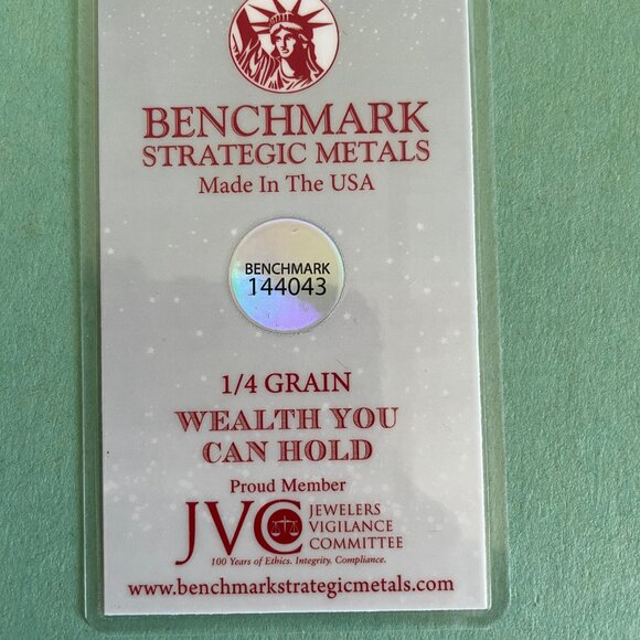 1/4 Grain Pure Gold - Benchmark Fine pure 24K .999 Gold - Picture 4 of 8